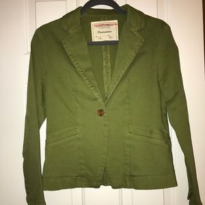 Anthropologie Green Single Button Blazer